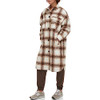 Levi's Women's Long Plaid Flannel Shirt Jacket Cream Plaid M New