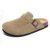XIAKOLAKA WOMEN'S SUEDE CLOGS ADJUSTABLE BUCKLE SLIP ON - SIZE 8 - KHAKI