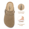 XIAKOLAKA WOMEN'S SUEDE CLOGS ADJUSTABLE BUCKLE SLIP ON - SIZE 8 - KHAKI