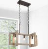 LNC MODERN FARMHOUSE BROWN WOOD ISLAND CHANDELIER 3-LIGHT - RUST BRONZE
