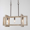 LNC MODERN FARMHOUSE BROWN WOOD ISLAND CHANDELIER 3-LIGHT - RUST BRONZE