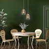 Optimant Lighting Antique Gold Pendant Light, Modern Seeded Glass H01397-0029