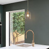 Optimant Lighting Antique Gold Pendant Light, Modern Seeded Glass H01397-0029
