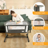 Li’l Pengyu Baby Bassinet Bedside Sleeper - Adjustable Crib All Mesh - Gray