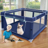 XVISHX 42X42X25.6 INCHES PUPPY PLAYPEN WITH GATE DOG FENCE PET PLAYPEN - BLUE