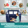 XVISHX 42X42X25.6 INCHES PUPPY PLAYPEN WITH GATE DOG FENCE PET PLAYPEN - BLUE