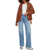 LEVI'S WOMENS OVERSIZED FAUX LEATHER BELTED MOTORCYCLE JACKET - SIZE M - BROWN New