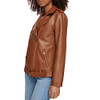 LEVI'S WOMENS OVERSIZED FAUX LEATHER BELTED MOTORCYCLE JACKET - SIZE M - BROWN New
