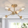 Gold Flush Mount Ceiling Light, Modern Sputnik Glass Hallway Light Fixtures
