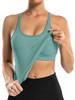 ATTRACO RIBBED TANK TOPS BUILT IN BRA TIGHT SCOOP NECK ATHLETIC XL GREEN