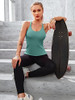 ATTRACO RIBBED TANK TOPS BUILT IN BRA TIGHT SCOOP NECK ATHLETIC XL GREEN