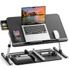 SAIJI LAPTOP BED TRAY TABLE Adjust PVC Leather Table Storage Drawer - BLACK