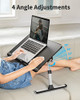 SAIJI LAPTOP BED TRAY TABLE Adjust PVC Leather Table Storage Drawer - BLACK