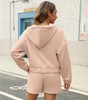 FKEEP WOMENS 2 PIECE SWEATSUIT OUTFITS HALF ZIP HOODIE SWEAT SHORTS PINK M New