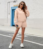 FKEEP WOMENS 2 PIECE SWEATSUIT OUTFITS HALF ZIP HOODIE SWEAT SHORTS PINK M New