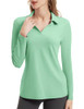 FKEEP WOMEN TENNIS GOLF SHIRT LONG SLEEVED TOP ACTIVEWEAR V-NECK MINT GREEN M New