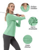 FKEEP WOMEN TENNIS GOLF SHIRT LONG SLEEVED TOP ACTIVEWEAR V-NECK MINT GREEN M New
