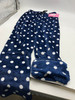 FASHION EXTRA SOFT FLEECE PAJAMAS PANTS - NAVY WITH WHITE POLKA DOTS - S New