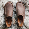 OLUKAI MOLOA MEN'S LEATHER SLIP WAXED NUBUCK LEATHER - DK WOOD/DK JAVA - 9 OLUKAI MOLOA MEN'S LEATHER SLIP WAXED NUBUCK LEATHER - DK WOOD/DK JAVA - 9