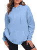FKEEP OVERSIZE HOODIES WOMEN FLEECE CASUAL LONG SLEEVE PULLOVER A-LIGHT BLUE L New