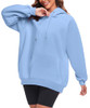 FKEEP OVERSIZE HOODIES WOMEN FLEECE CASUAL LONG SLEEVE PULLOVER A-LIGHT BLUE L New