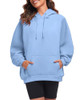 FKEEP OVERSIZE HOODIES WOMEN FLEECE CASUAL LONG SLEEVE PULLOVER A-LIGHT BLUE L New