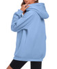 FKEEP OVERSIZE HOODIES WOMEN FLEECE CASUAL LONG SLEEVE PULLOVER A-LIGHT BLUE L New