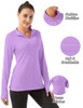 FKEEP WOMEN'S POLO SHIRTS LONG SLEEVE UPF 50+ SUN PROTECTION TENNIS GOLF M -LAV New