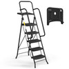 HBTOWER 5 STEP LADDER, FOLDING STEP STOOL WITH WIDE ANTI-SLIP(STLZL1405-Black)