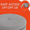 HOMEPOP HOME DECOR UPHOLSTERED ROUND STORAGE OTTOMAN NAILHEADS GRAY WOVEN