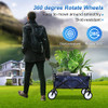 YSSOA ROLLING COLLAPSIBLE GARDEN CART CAMPING WAGON,360 DEGREE SWIVEL - BLUE