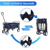YSSOA ROLLING COLLAPSIBLE GARDEN CART CAMPING WAGON,360 DEGREE SWIVEL - BLUE