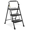 HBTOWER 3 STEP LADDER, FOLDING STEP STOOL, STURDY STEEL LADDER - BLACK