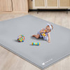 ANGELBLISS BABY PLAYPEN MAT 79"X 63"X 1.18" SELF-INFLATING PLAY MAT - GRAY