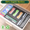 KOCWELL Bag Organizer & Plastic Wrap Dispenser with Cutter, 6 In 1 Bamboo Foil