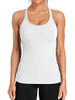 ATTRACO Ribbed Workout Tank Tops for Women Athletic Top, White, Size XL