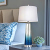 Blue Table Lamp Set 2, 28" Coastal Bedside Lamp with 2 USB Charging Ports