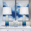 Blue Table Lamp Set 2, 28" Coastal Bedside Lamp with 2 USB Charging Ports