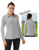 FKEEP WOMEN LONG SLEEVE POLO SHIRT GOLF SPORT ATHLETIC LIGHT GRAY SIZE 2XL New