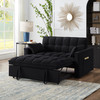 SLEERWAY BLACK VELVET SLEEPER SOFA COUCH, 4 IN 1 MODERN CONVERTIBLE - BLACK