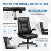 BESTERA EXECUTIVE OFFICE CHAIR, BIG AND TALL, ADJUSTABLE FLIP-UP ARMS - BLACK
