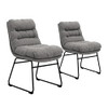 CangLong Modern Accent Kitchen Chairs with Fabric Soft Padded Back Set of 2 Gray