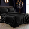 SiinvdaBZX 4Pcs Satin Sheet Set Queen Size Ultra Silky Soft Black Satin New SiinvdaBZX 4Pcs Satin Sheet Set Queen Size Ultra Silky Soft Black Satin New