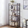 OIAHOMY Industrial Bookshelf，5-Tier Vintage Bookcase and Bookshelves Brown Oak