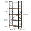 OIAHOMY Industrial Bookshelf，5-Tier Vintage Bookcase and Bookshelves Brown Oak