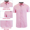 GALAXY BY HARVIC MENS SLIM FIT SHORT SLEEVE BUTTON UP SHIRT - SIZE: MEN S - PINK New