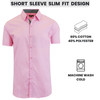 GALAXY BY HARVIC MENS SLIM FIT SHORT SLEEVE BUTTON UP SHIRT - SIZE: MEN S - PINK New
