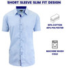 GALAXY BY HARVIC MENS SLIM FIT SHORT SLEEVE SHIRT - SIZE: S - LIGHT BLUE New