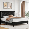 HOMFA QUEEN SIZE BED FRAME WITH ADJUSTABLE HEADBOARD - BLACK
