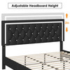 HOMFA QUEEN SIZE BED FRAME WITH ADJUSTABLE HEADBOARD - BLACK